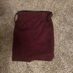 Burgundy Pencil Skirt with Belt